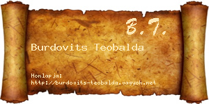 Burdovits Teobalda névjegykártya
